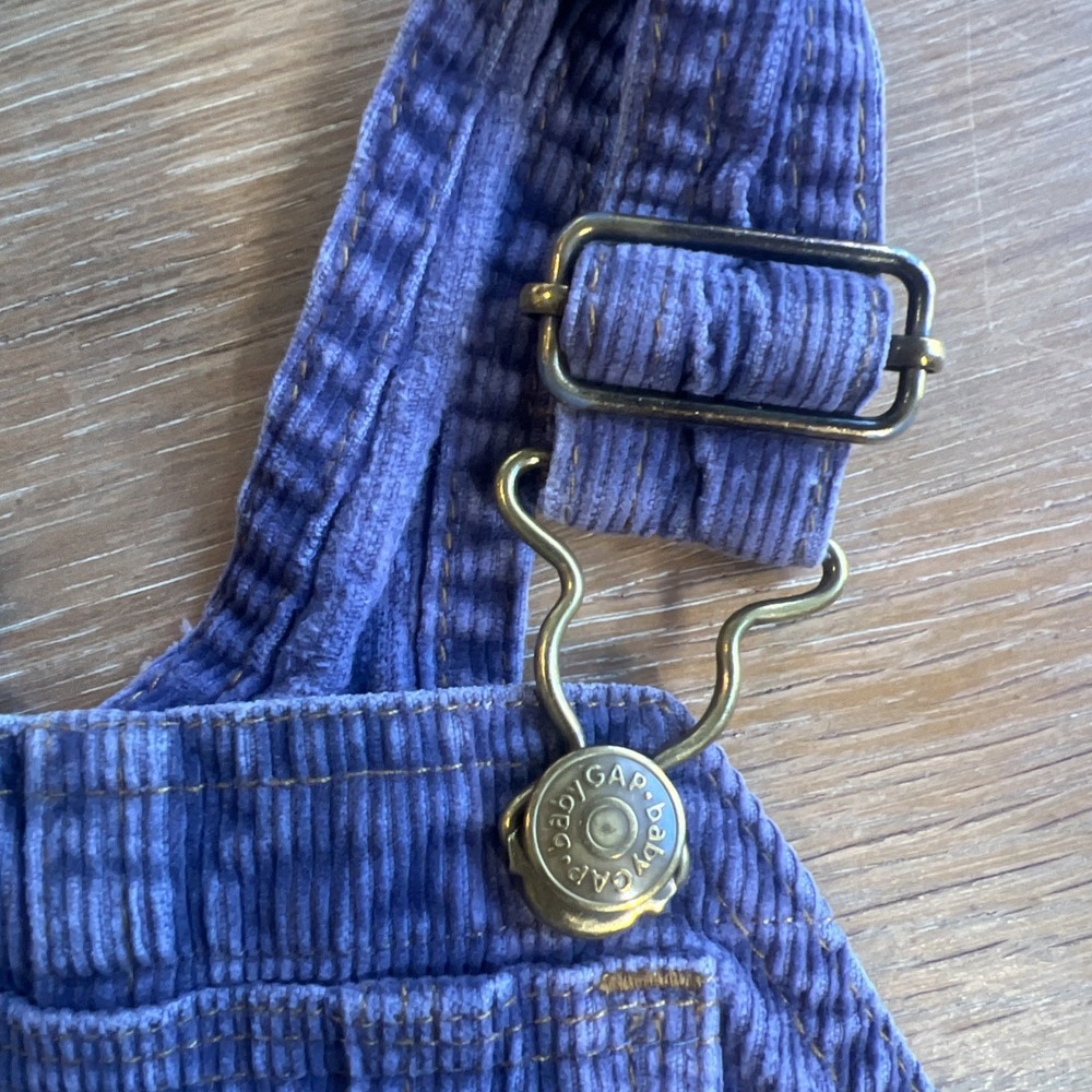 Vintage Baby‎ Gap Blue Jeans Infant 3-6 Mos Corduroy Overalls Snap Crotch Purple - Picture 3 of 8